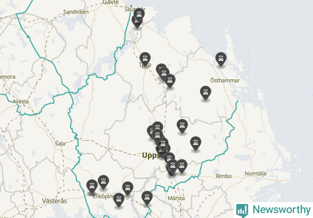 Karta över Uppsala län