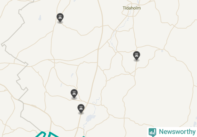 Karta över viltolyckor i Tidaholms kommun