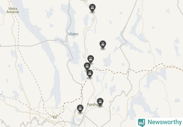 Karta över viltolyckor i Forshaga kommun