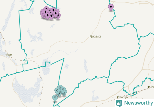Karta över vindkraftverk i Lekebergs kommun