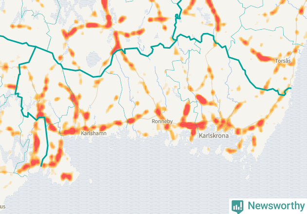 Karta över Blekinge län