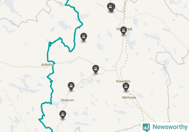 Karta över viltolyckor i Hultsfreds kommun