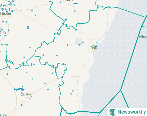 Karta över Hjo kommun