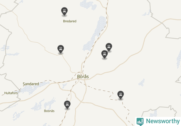 Karta över viltolyckor i Borås kommun