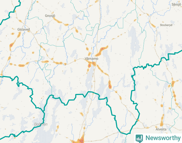 Karta över Värnamo kommun
