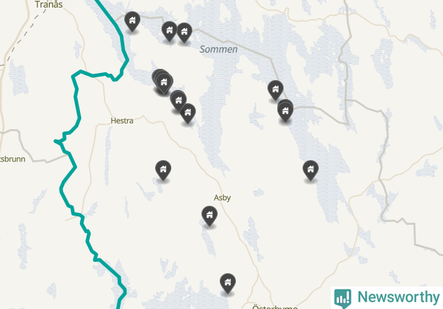Karta över Ydre kommun