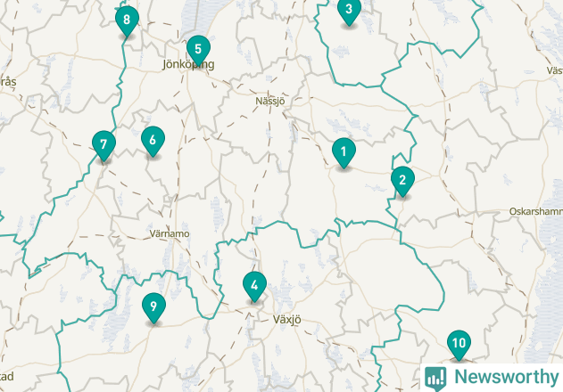 Karta över Vetlanda kommun