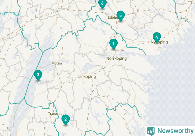 Karta över Åtvidabergs kommun