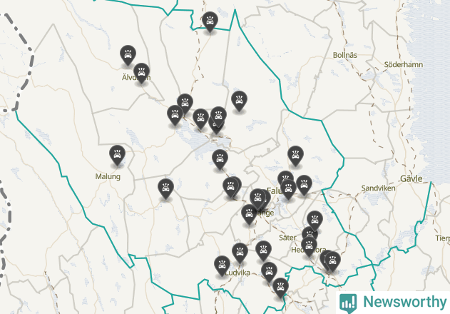 Karta över Dalarnas län