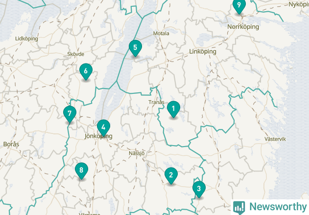 Karta över Ydre kommun