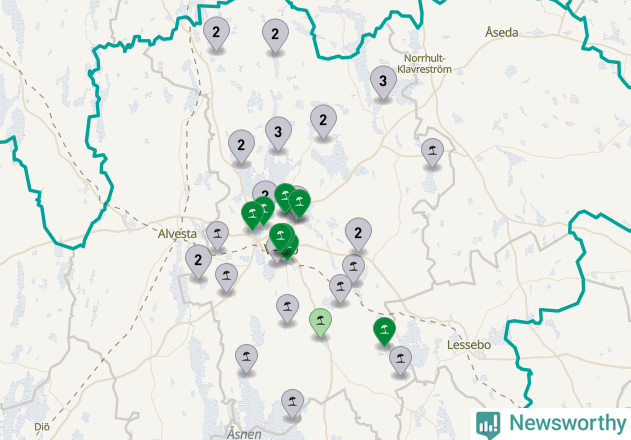 Karta över Växjö kommun