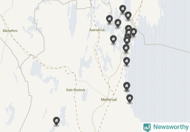 Karta över Melleruds kommun