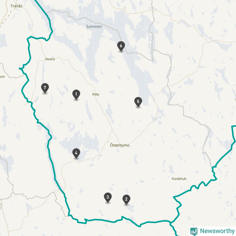 Karta över Ydre kommun