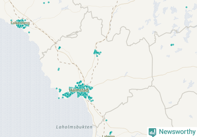 Karta över Halmstads kommun