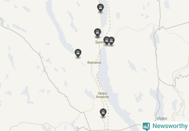 Karta över viltolyckor i Sunne kommun