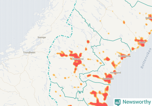 Karta över Jämtlands län