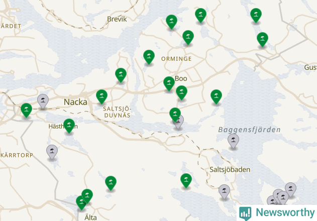 Karta över Nacka kommun