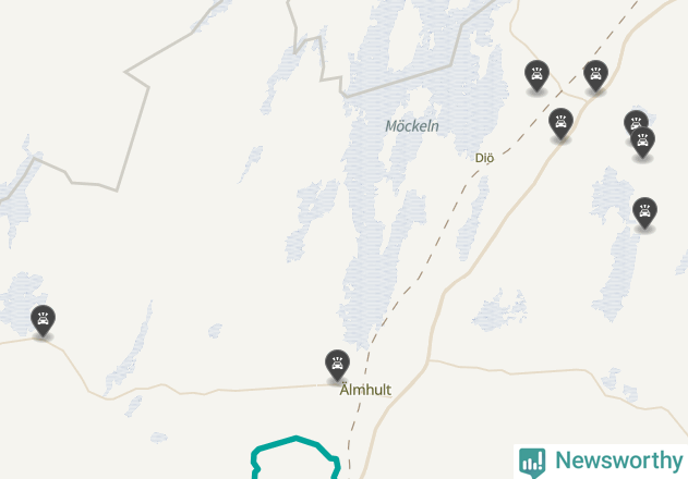 Karta över viltolyckor i Älmhults kommun