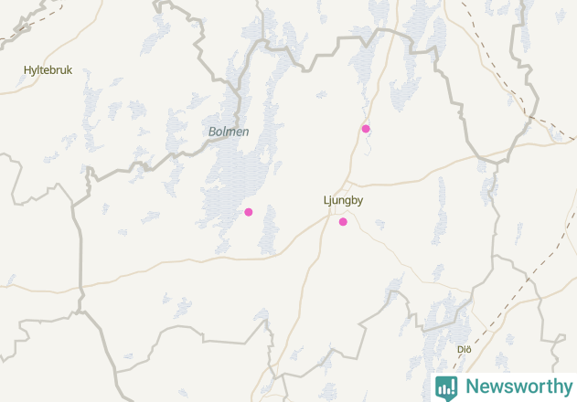 Karta över Ljungby kommun