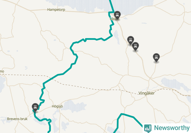 Karta över viltolyckor i Vingåkers kommun