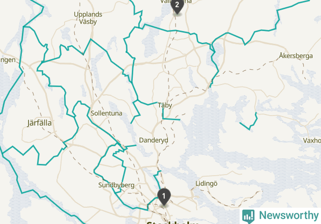 Karta över väderstationer i artikeln