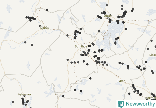 Karta över Borlänge kommun