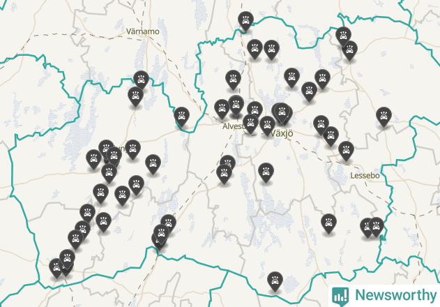 Karta över Kronobergs län