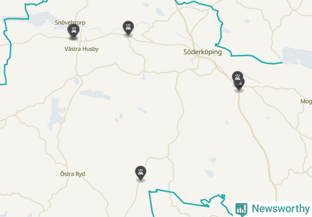 Karta över viltolyckor i Söderköpings kommun