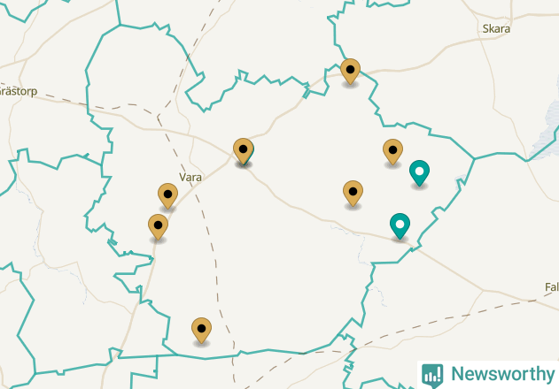 Karta över Vara kommun