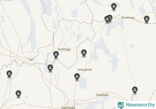 Karta över viltolyckor i Karlstads kommun