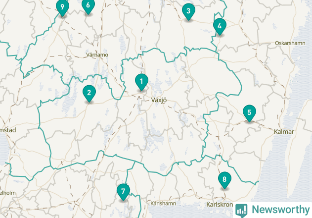 Karta över Växjö kommun