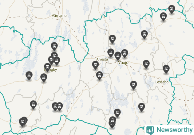 Karta över Kronobergs län
