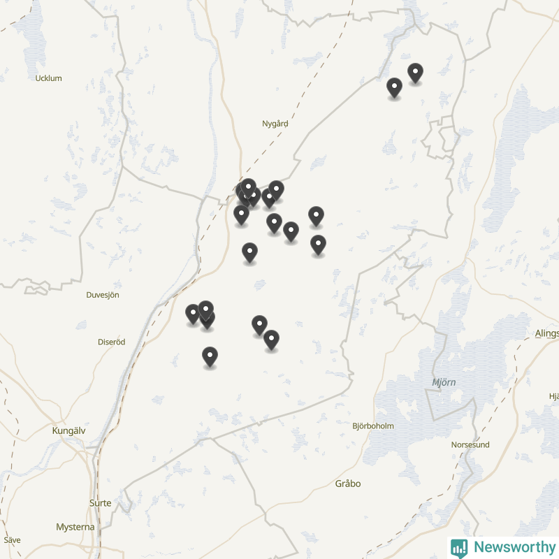 Karta över Ale kommun