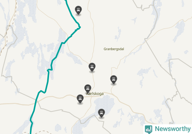 Karta över viltolyckor i Karlskoga kommun