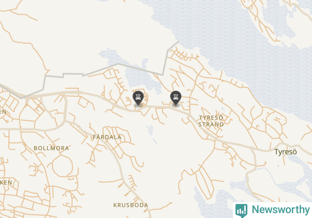 Karta över viltolyckor i Tyresö kommun