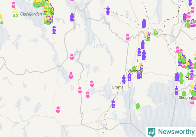 Karta över Grums kommun