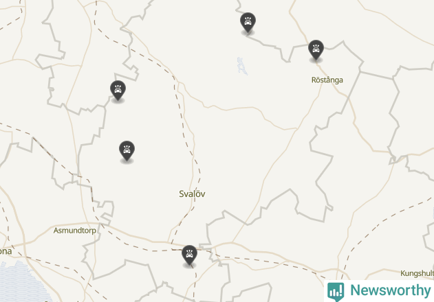 Karta över viltolyckor i Svalövs kommun