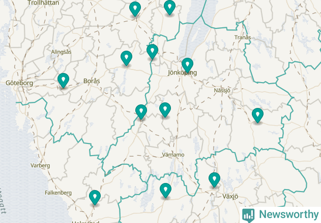 Karta över Gnosjö kommun