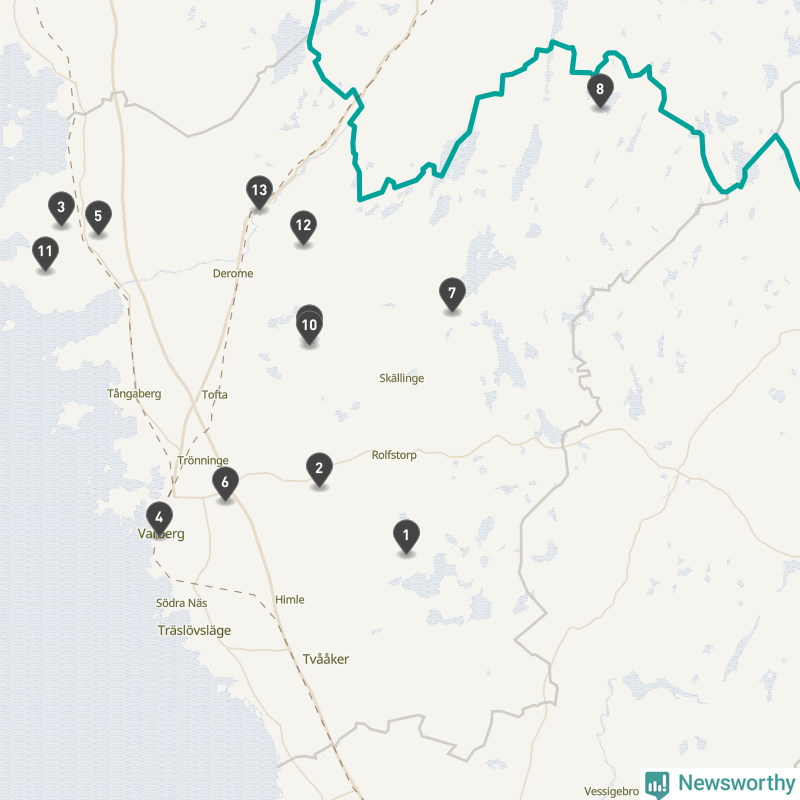 Karta över Varbergs kommun