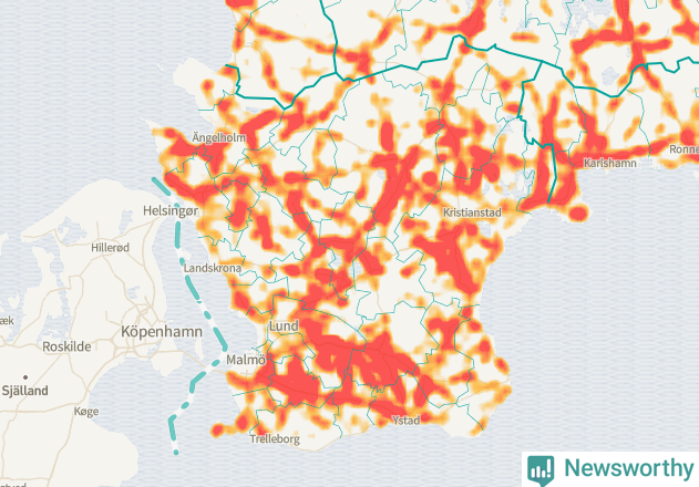 Karta över Skåne län