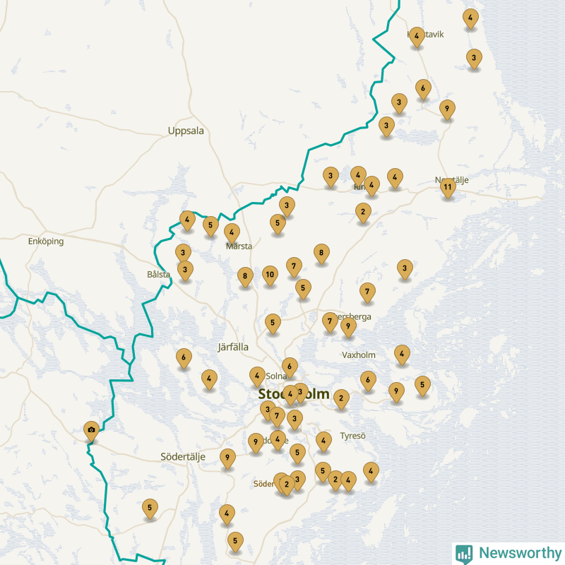 Karta över Stockholms län