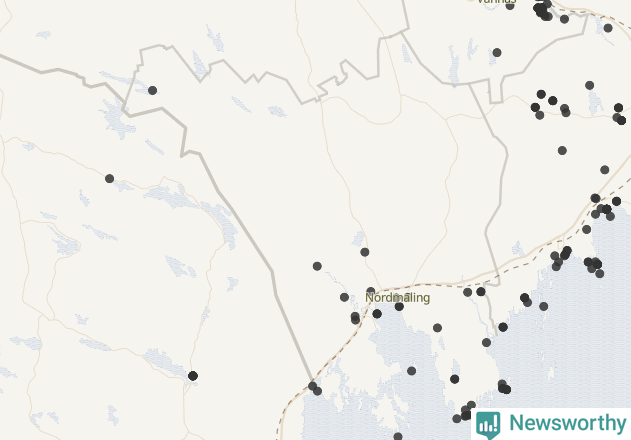 Karta över Nordmalings kommun