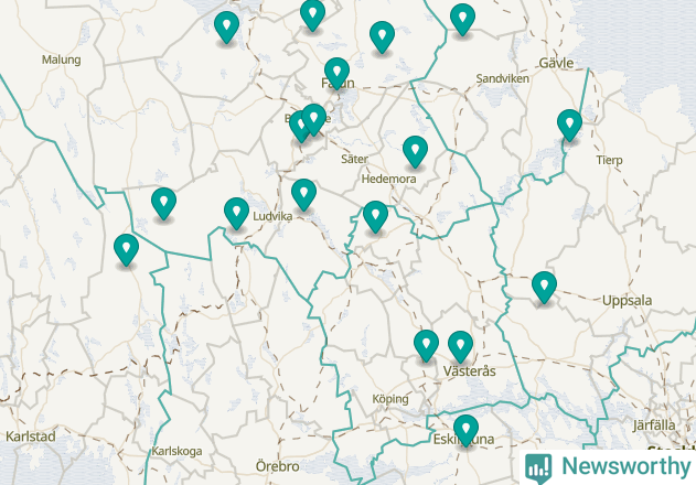 Karta över Fagersta kommun