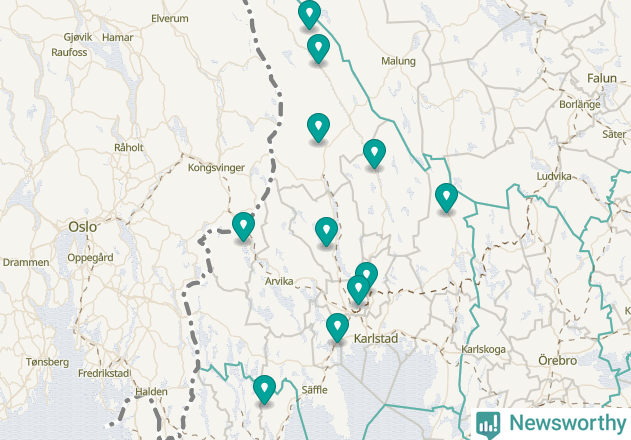 Karta över Årjängs kommun