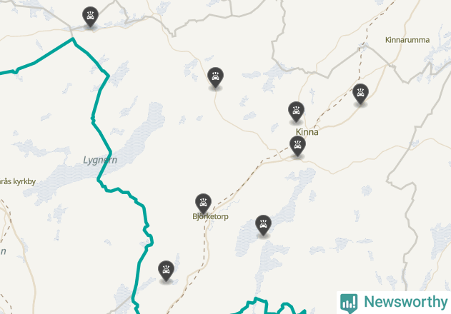 Karta över viltolyckor i Marks kommun