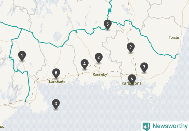 Karta över väderstationer i artikeln