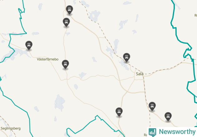 Karta över viltolyckor i Sala kommun