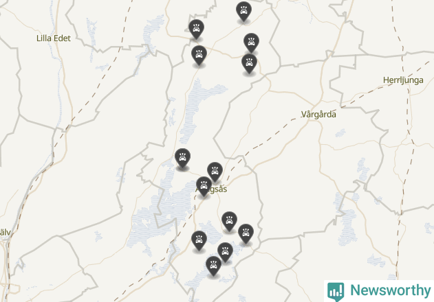 Karta över viltolyckor i Alingsås kommun