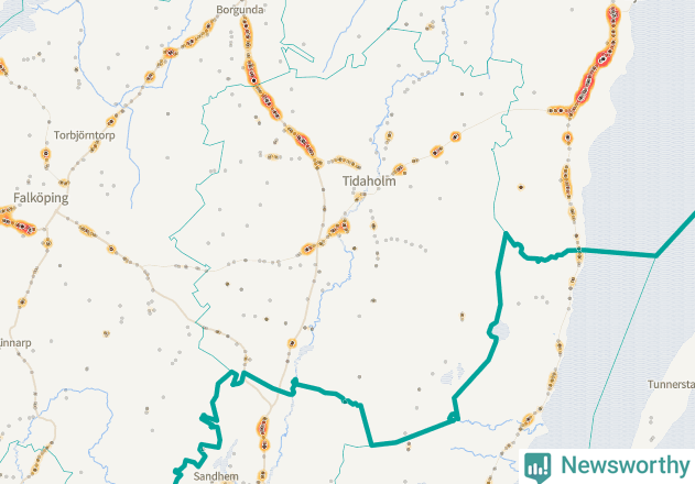 Karta över Tidaholms kommun