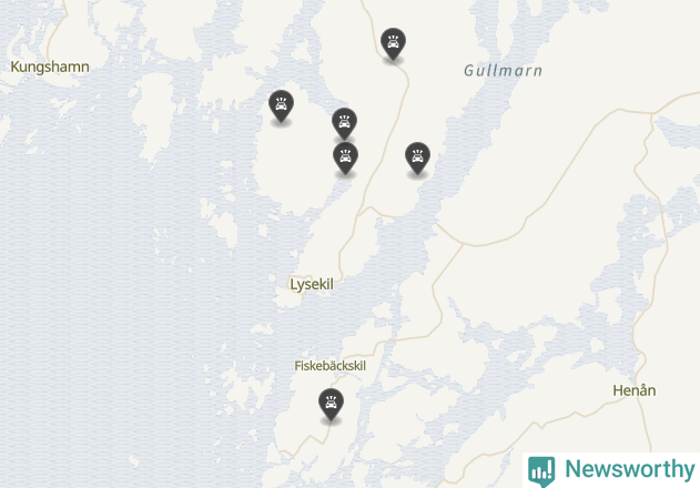 Karta över viltolyckor i Lysekils kommun